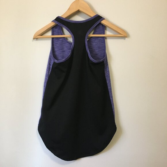 Jill Yoga Two Tone Deep Blue Heather Scoop Racerback Tank Top - Picture 2 of 13